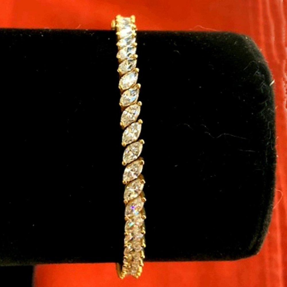 Diamonique® Marquise Tennis Bracelet 14k Gold